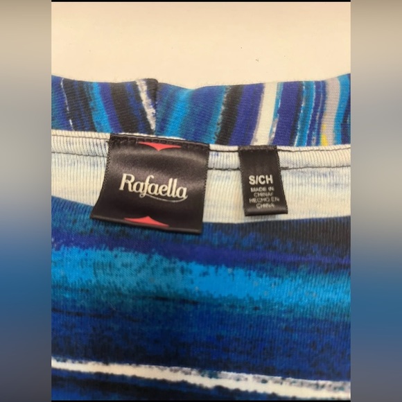 Rafaella Women’s Top Blouse Fold-Over Boatneck Size S  Long Sleeve Striped - Picture 9 of 16